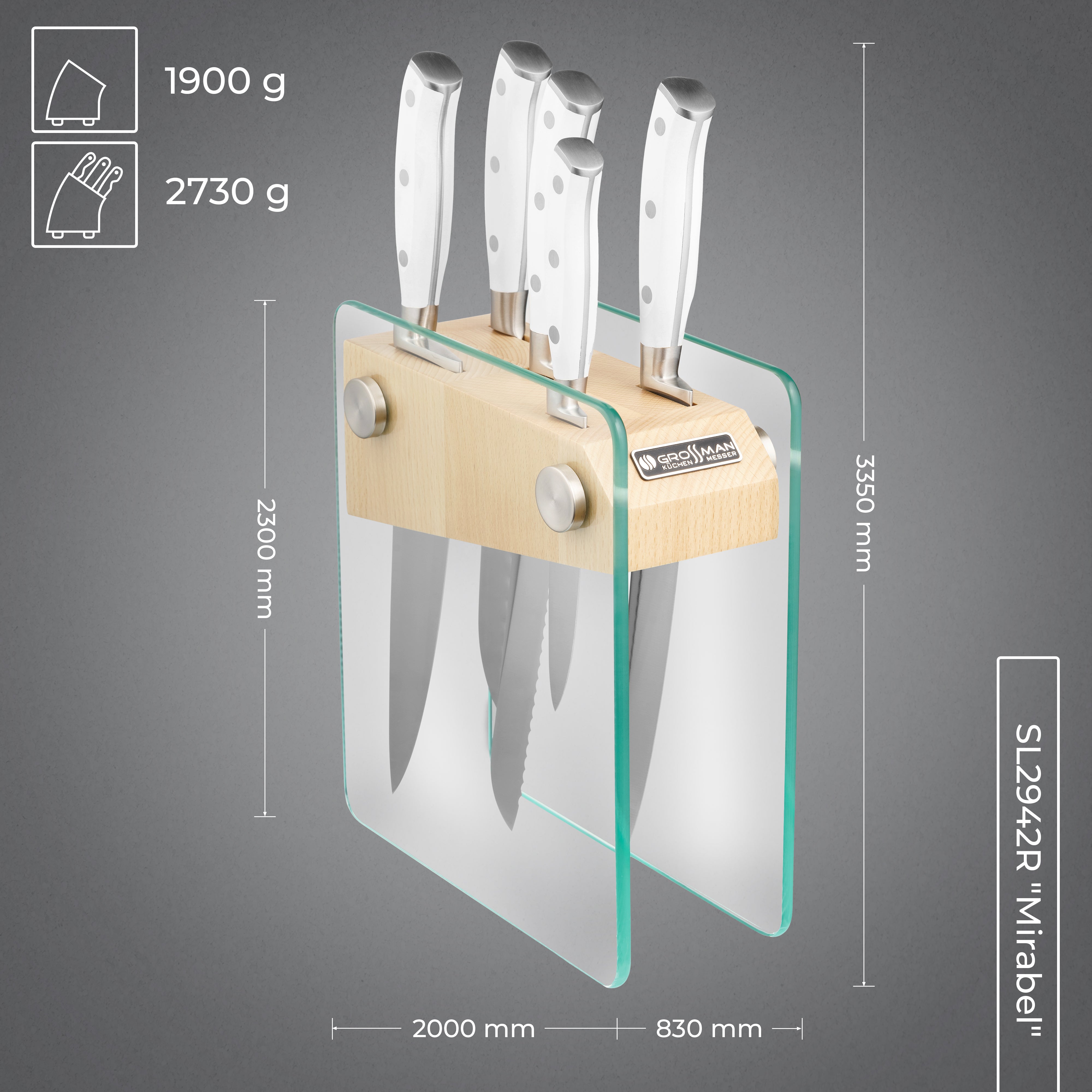 Mirabel Messerblock | 5-teiliges Messerset mit Messerblock