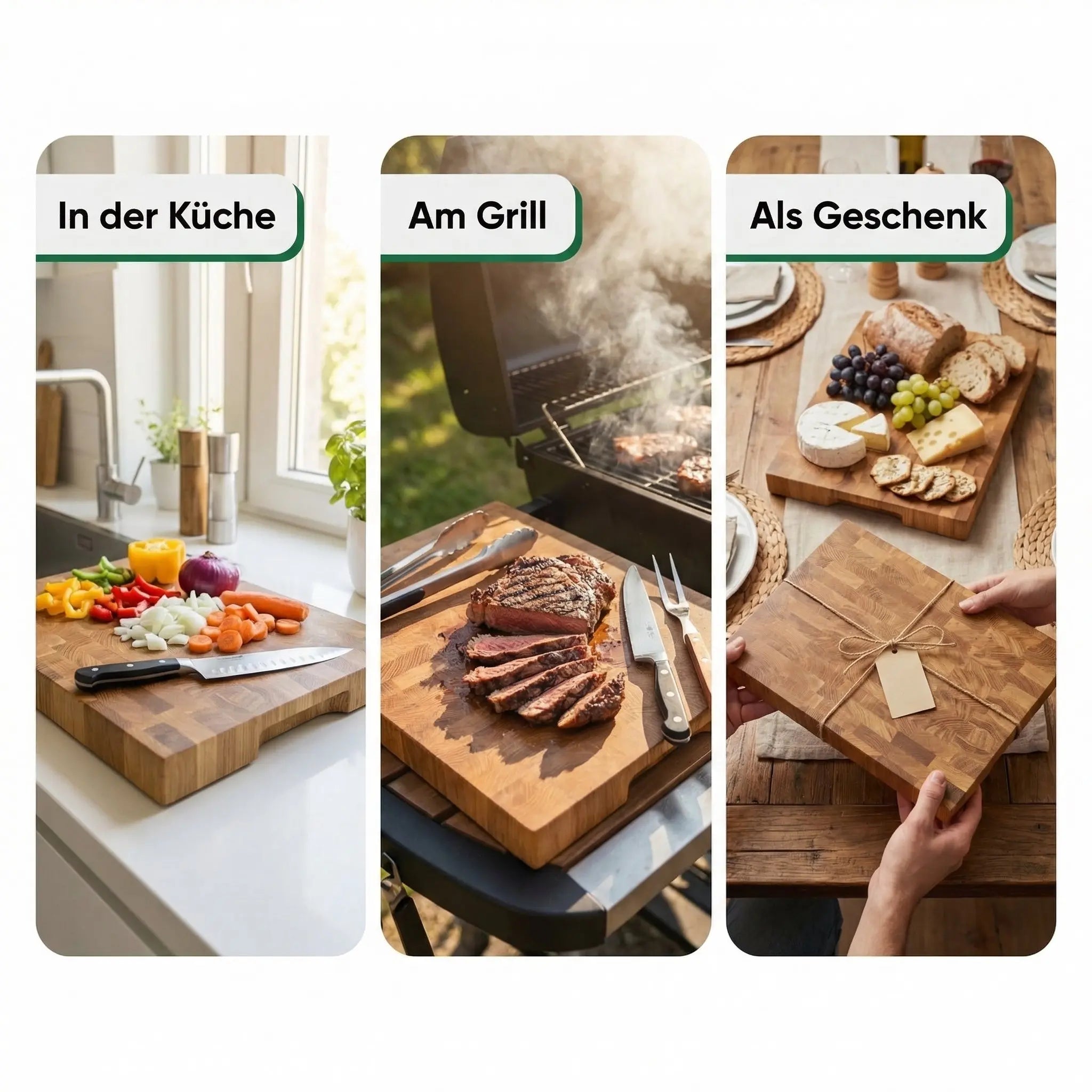 Stirnholz Schneidebrett Eiche 43x33x4,3cm B4K | Hirnholz Hackblock B4K