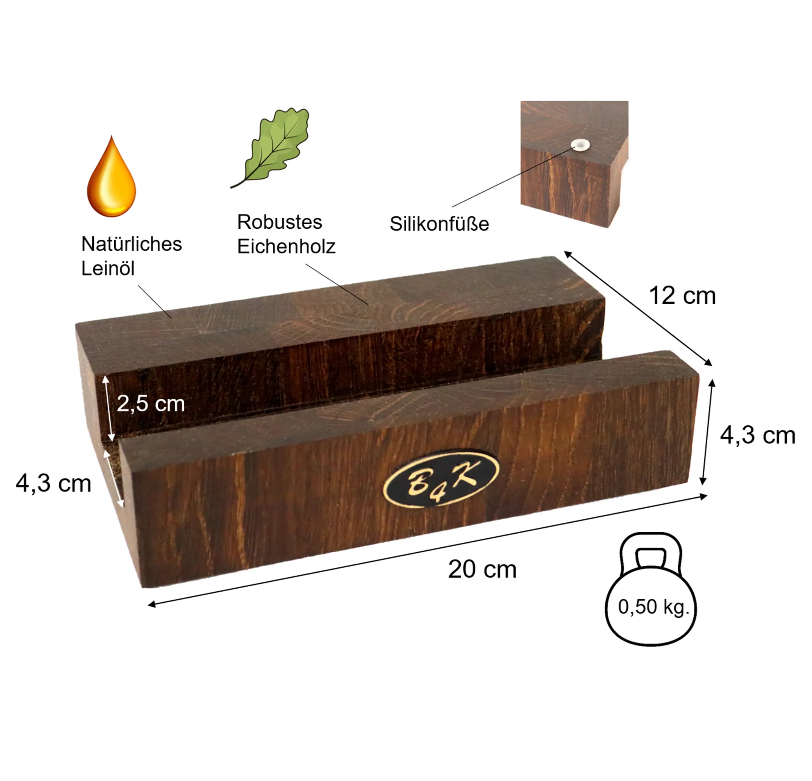 Mooreiche Hirnholz Schneidebrett 37x27x4,3cm | Stirnholz Unikat B4K B4K