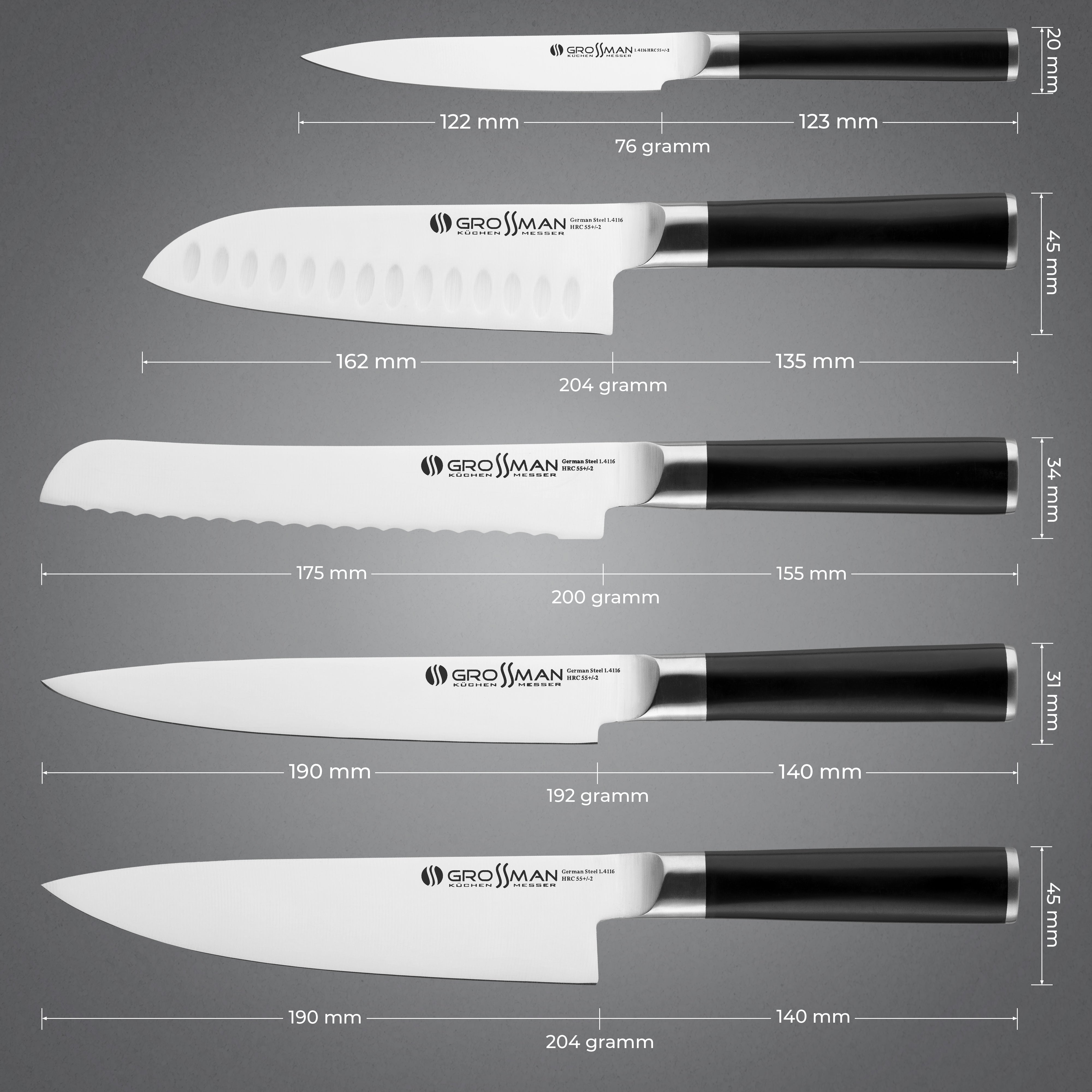 Duncan Messerblock | 5-teiliges Messerset mit Messerblock