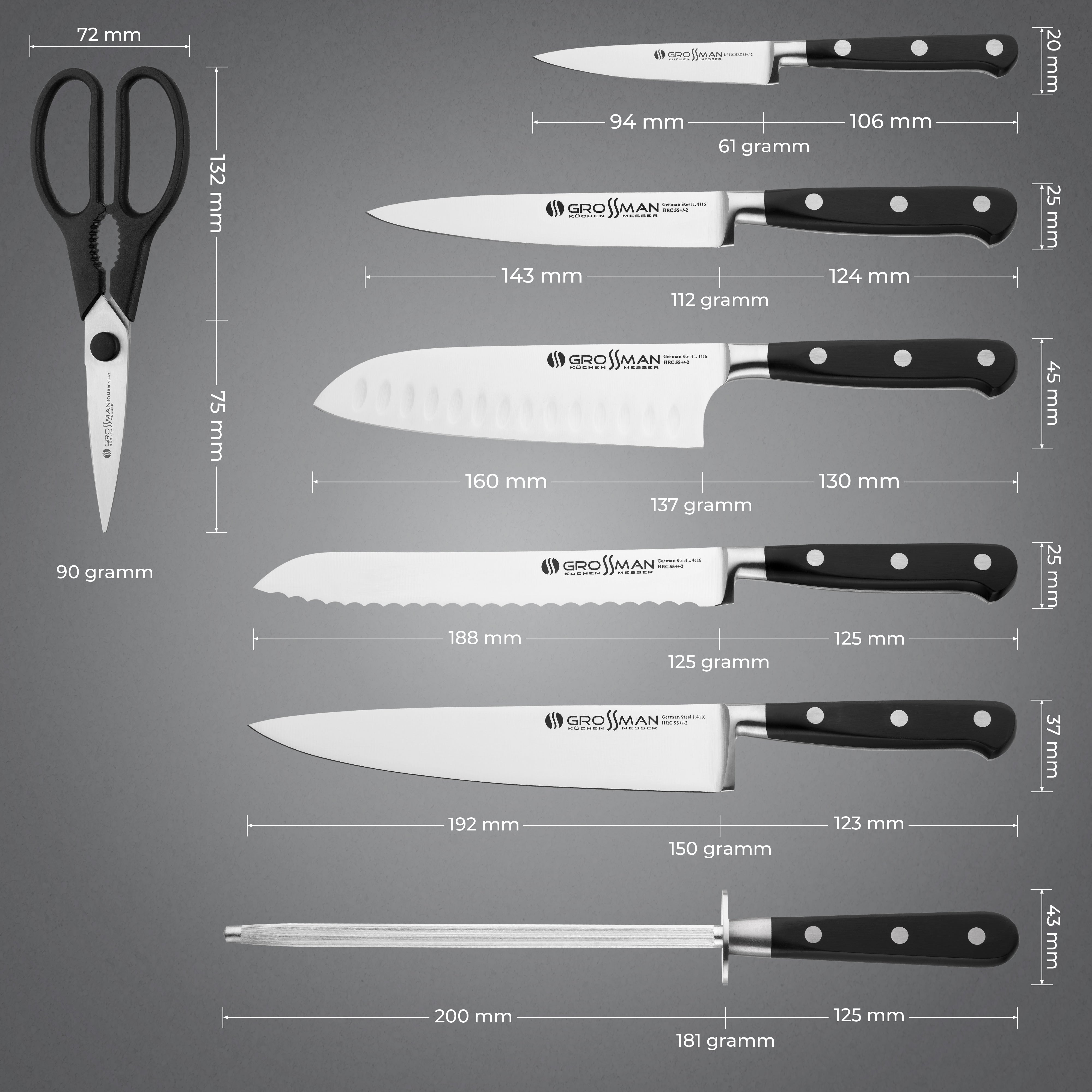 Dayton Messerblock | 7-teiliges Messerset mit Messerblock