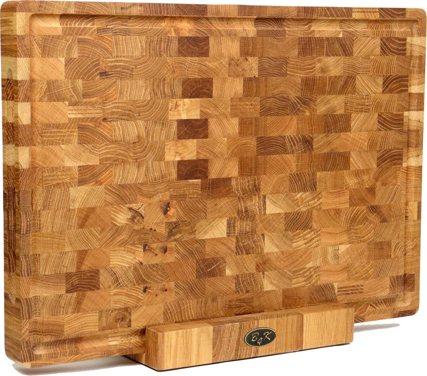 50х35х4cm Hackblock aus Eiche Stirnholz mit Griffen&Silikonfüßen