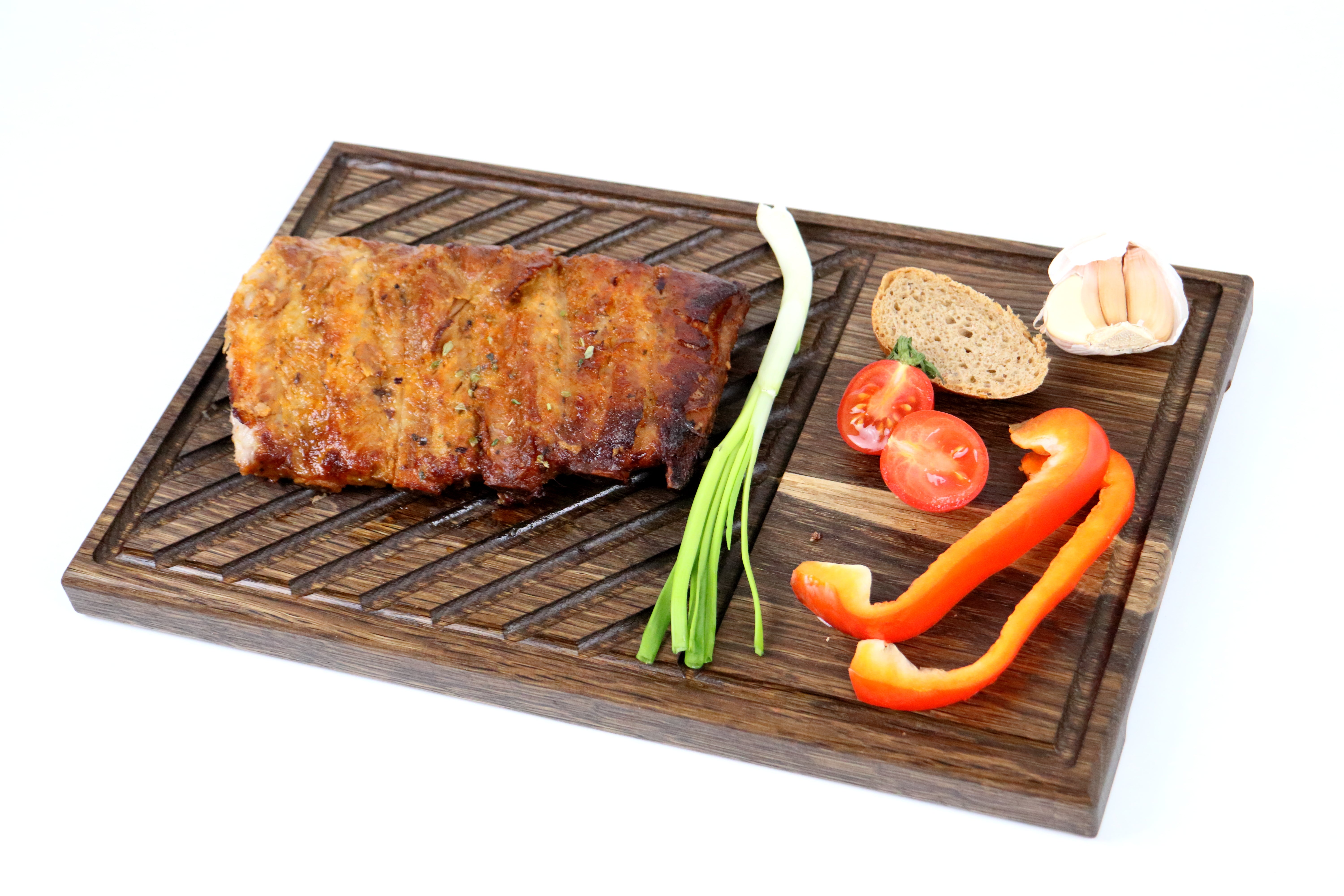 Steakbrett aus Eichenholz – Servierbrett für Steak & Grillfleisch – Grillbrett für BBQ, Fleisch & mehr