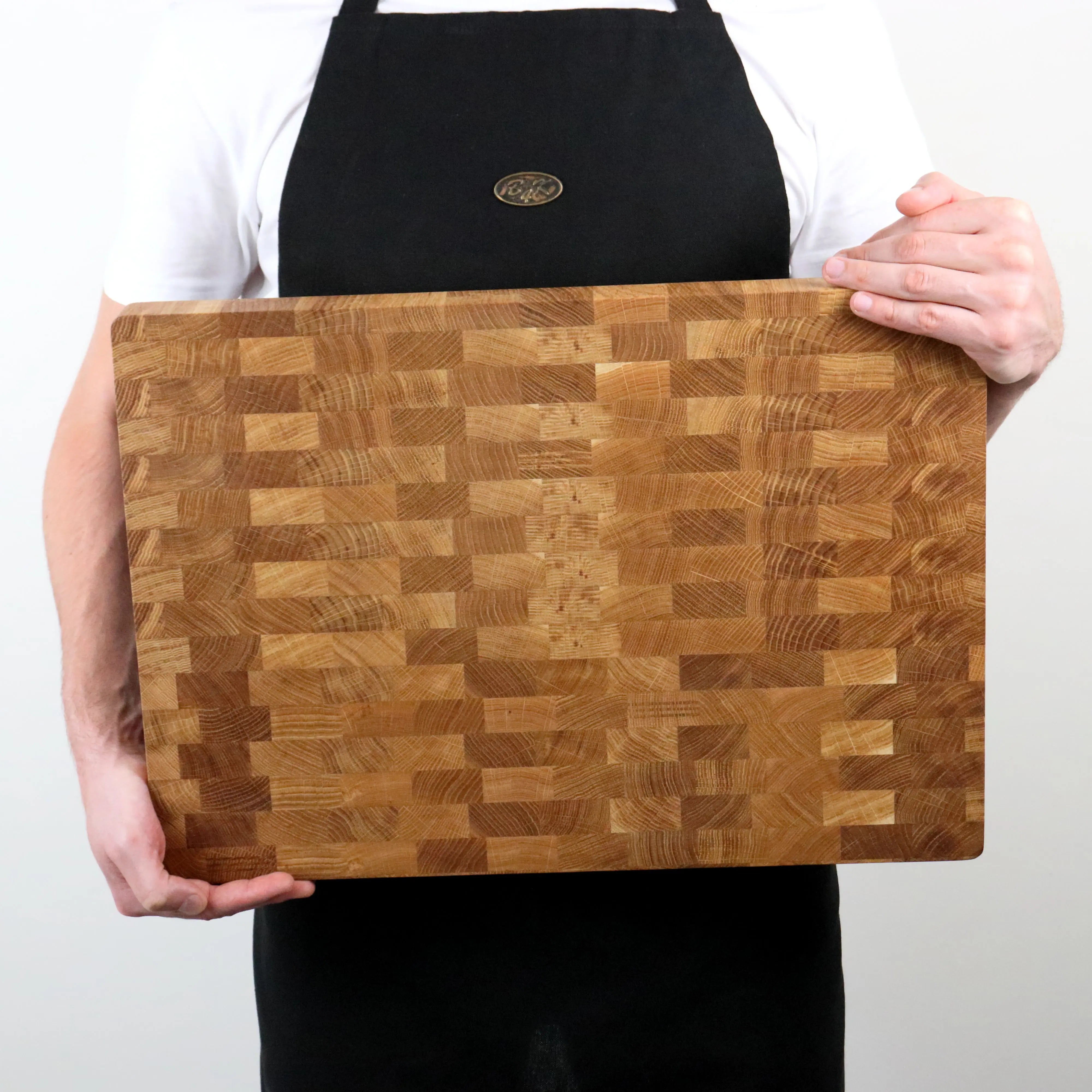 Hirnholzbrett Eiche 45x30x4cm – Edles Holzschneidebrett Küchenbrett B4K