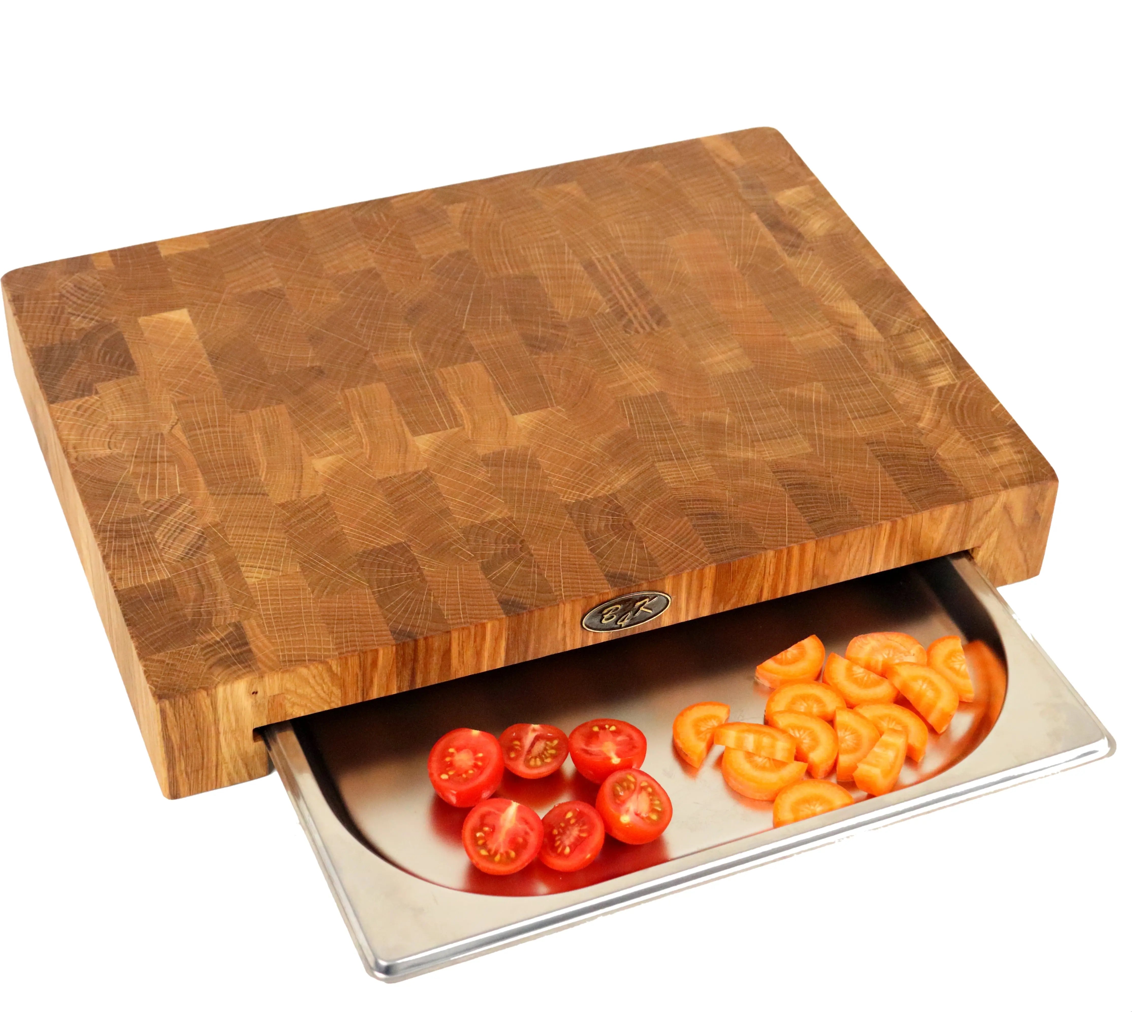 Profi Schneidebrett mit Auffangschale 40x30x6cm | Stirnholz Eiche B4K B4K