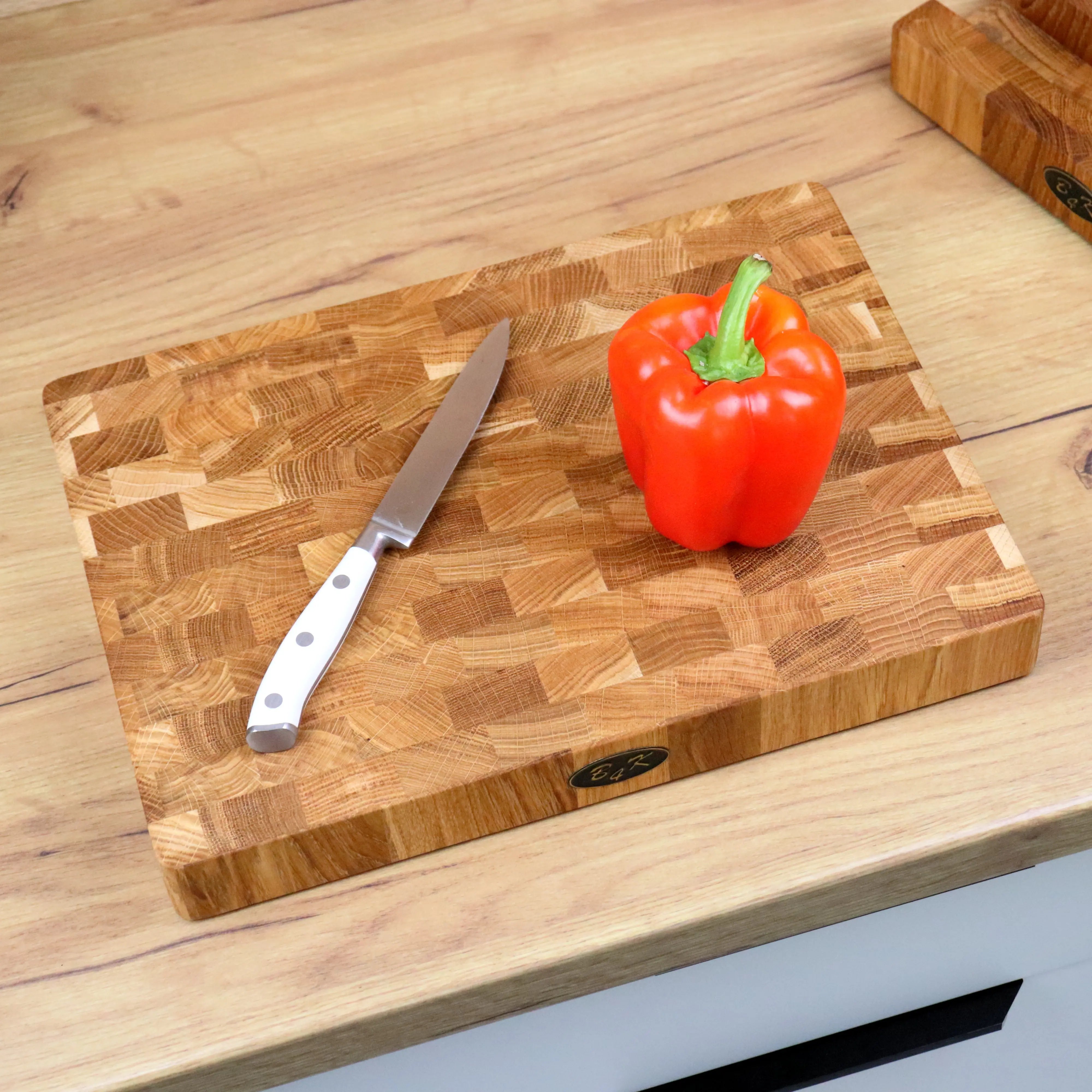Kompaktes Stirnholz Küchenbrett Eiche 35x25x4cm | Hirnholz B4K