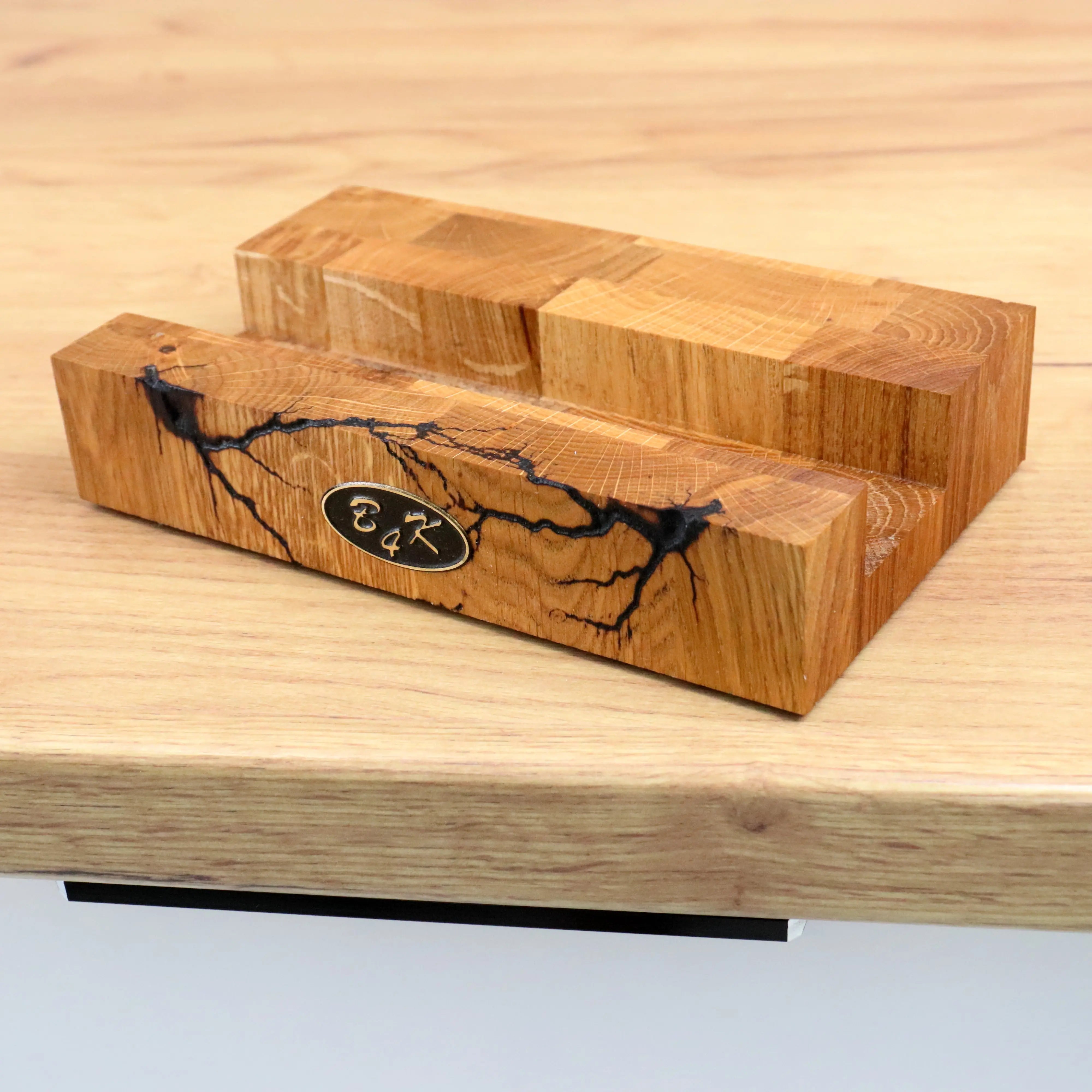 Lichtenberg-Blitze Designer 45x30x4cm Hackblock aus Eiche | Zweiseitig verwendbar | Handgemacht B4K