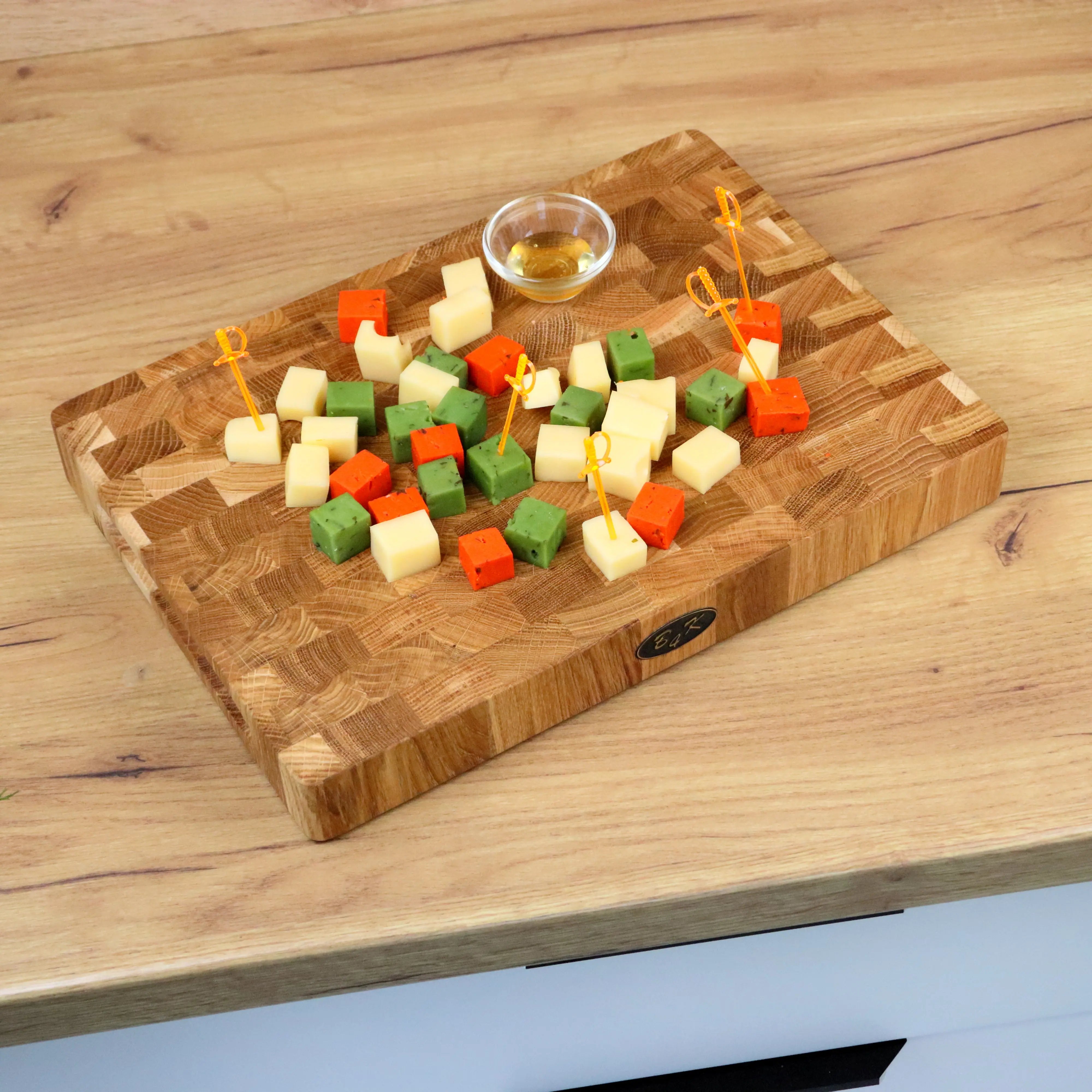 Kompaktes Stirnholz Küchenbrett Eiche 35x25x4cm | Hirnholz B4K