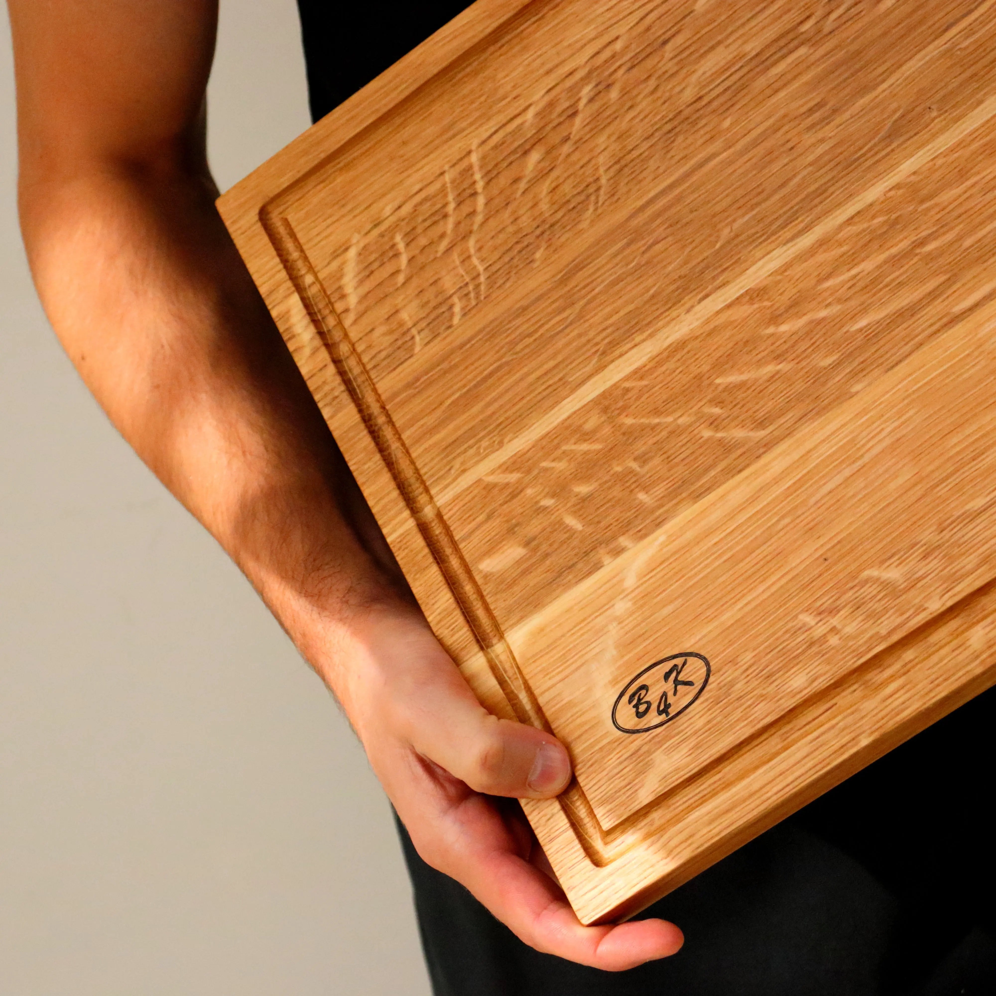 Küchenbretter 2er Set aus Eiche 40cmx30cm&30x20cm | Tranchierbrett | Hackbrett | Frühstücksbrett | Servierbrett | Brotbrett B4K