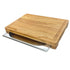 Schneidebrett aus massiver Eiche mit integrierter Edelstahl-Schublade – 37 x 27 x 4,2 cm – Hochwertiges Küchenbrett mit Saftrinne & Auffangschale – ca. 2 kg B4K