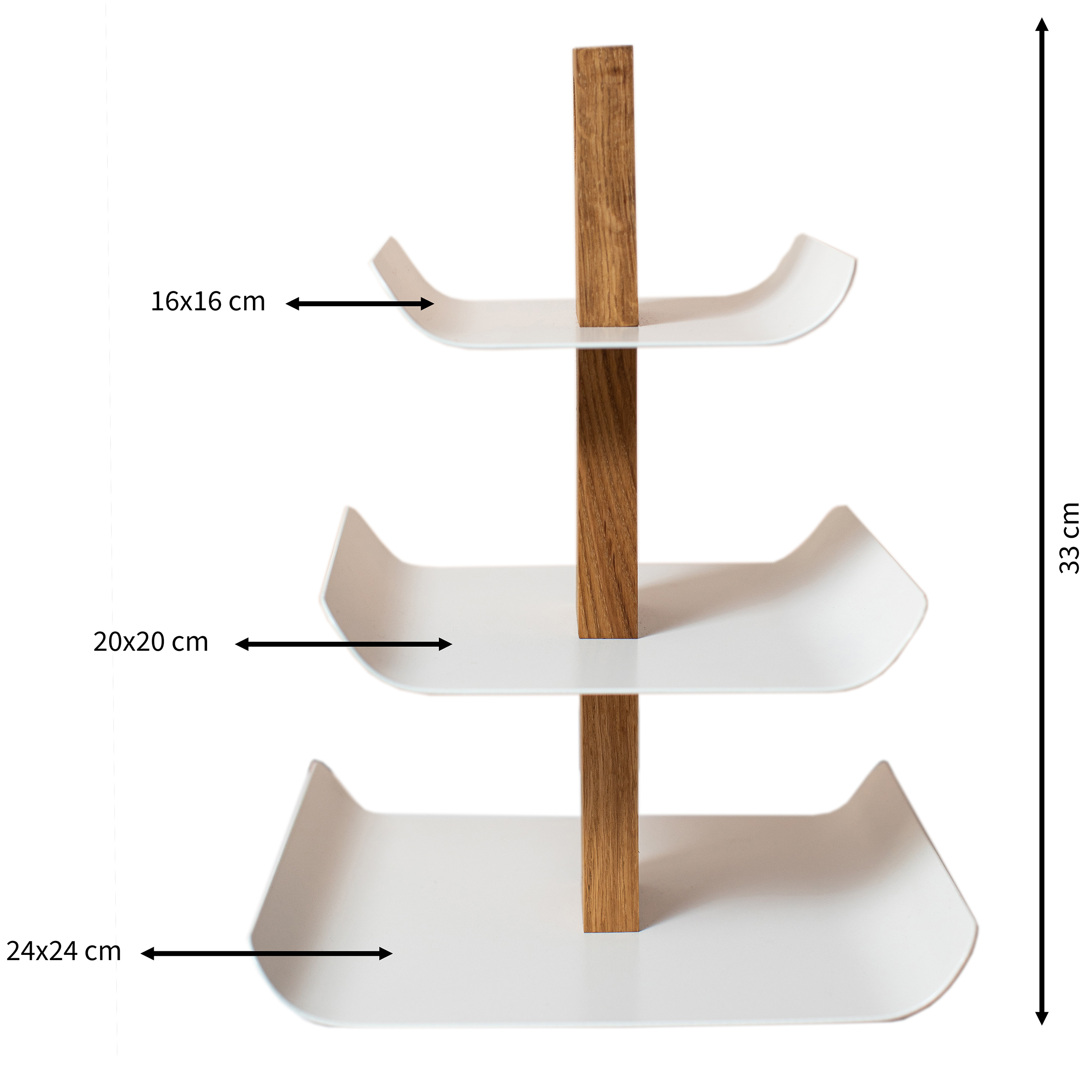 3-stöckige Etagere aus Holz und Metall 33cm x 24cm